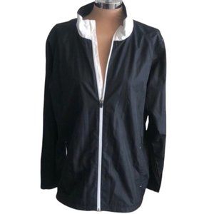 Xersion Performance Black White Long Sleeve  Zip Sport Top Jacket  XL